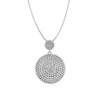 Thumbnail for Domed Circle Pendant with Cubic Zirconia in Sterling Silver Pendants Angelucci Jewelry   
