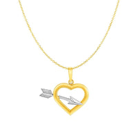 Thumbnail for Heart and Arrow Pendant in 10k Two tone Gold Pendants Angelucci Jewelry   