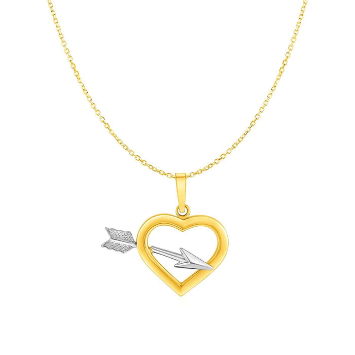 Heart and Arrow Pendant in 10k Two tone Gold Pendants Angelucci Jewelry   