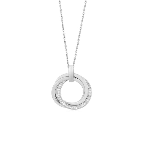 Interlocking Rings Pendant with Cubic Zirconia in Sterling Silver Pendants Angelucci Jewelry   