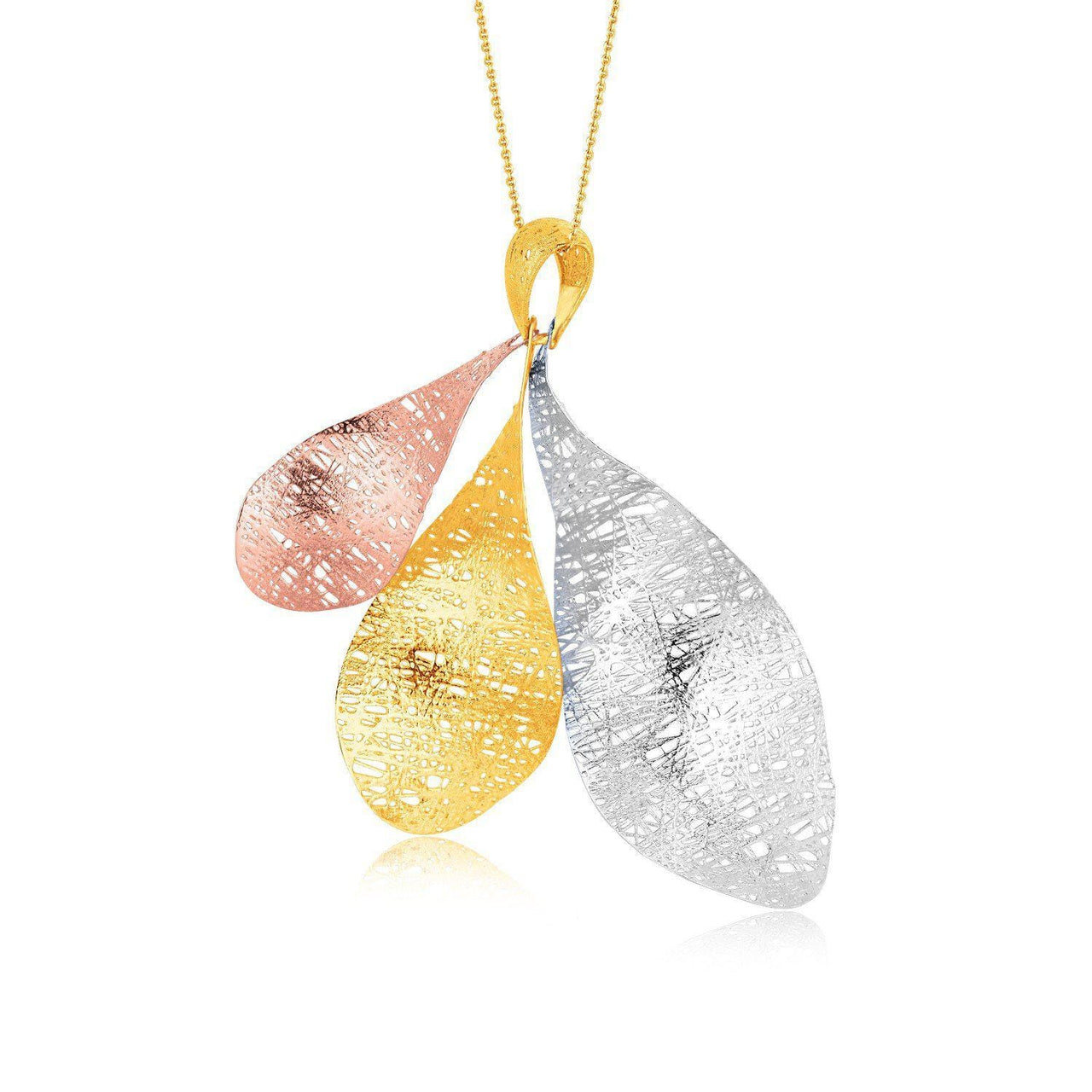 Italian Design 14k Tri-Color Gold Freeform Weave Pendant Pendants Angelucci Jewelry   