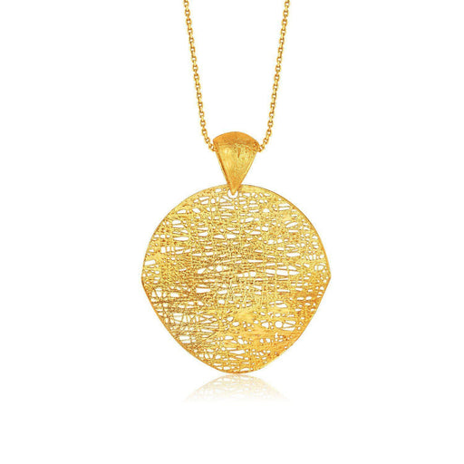 Italian Design 14k Yellow Gold Woven Artistic Pendant Pendants Angelucci Jewelry   