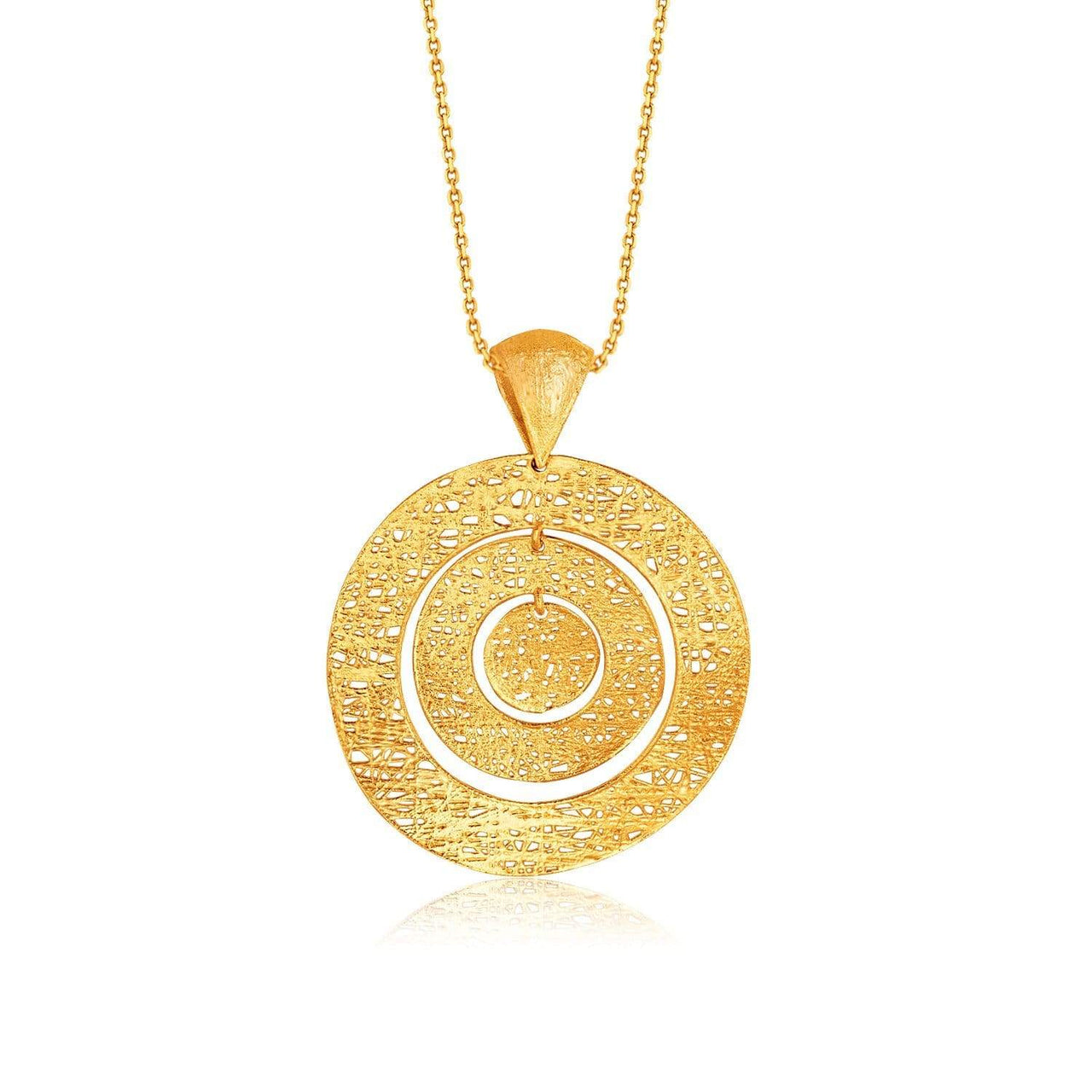 Italian Design 14k Yellow Gold Woven Concentric Circle Pendant Pendants Angelucci Jewelry   