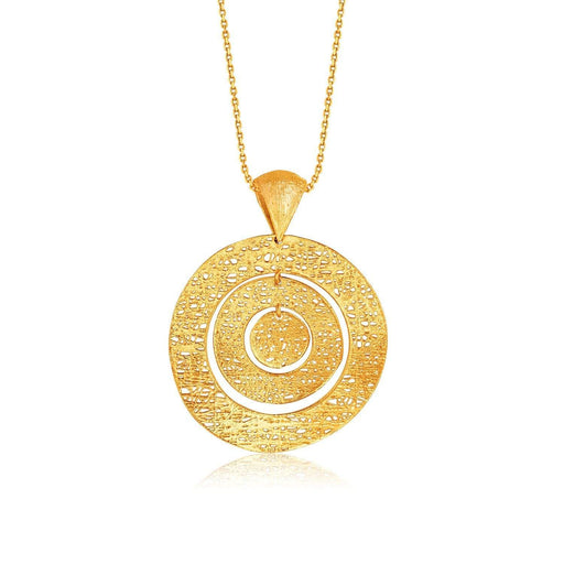 Italian Design 14k Yellow Gold Woven Concentric Circle Pendant Pendants Angelucci Jewelry   