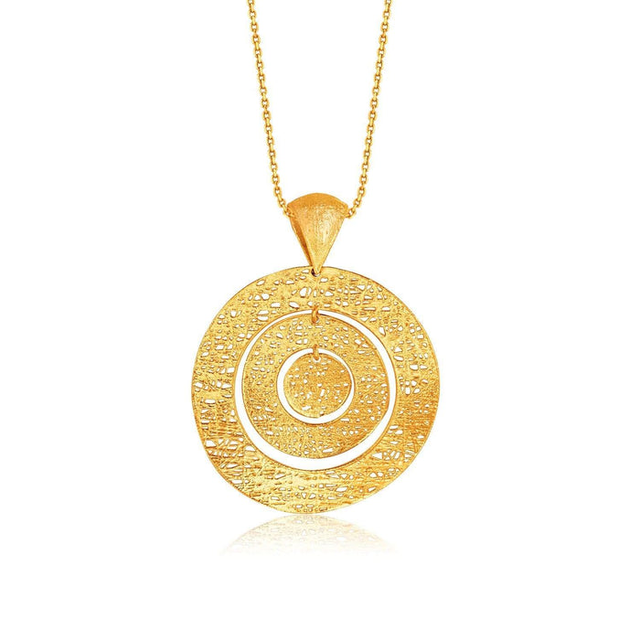 Italian Design 14k Yellow Gold Woven Concentric Circle Pendant Pendants Angelucci Jewelry   