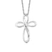 Open Cross Pendant with Leaf Motif Detail with Diamonds in Sterling Silver Pendants Angelucci Jewelry   