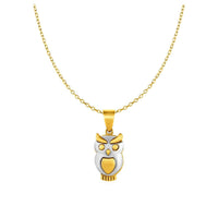 Thumbnail for Owl Pendant in 10k Two Tone Gold Pendants Angelucci Jewelry   