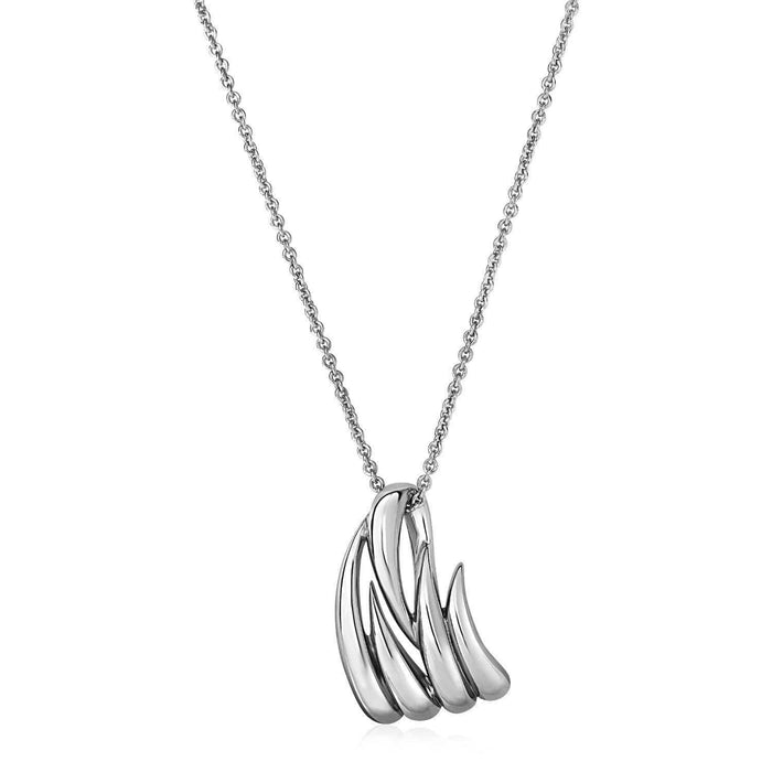 Pendant with Polished Leaf Motif in Sterling Silver Pendants Angelucci Jewelry   