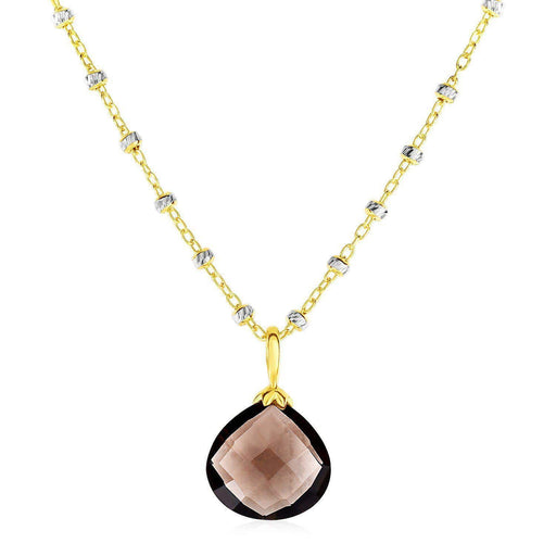 Smokey Quartz Pendant with Yellow Finish in Sterling Silver Pendants Angelucci Jewelry   