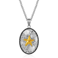 Thumbnail for Sterling Silver and 14k Yellow Gold Starfish Pendant with Black Crystal Edging Pendants Angelucci Jewelry   