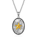 Sterling Silver and 14k Yellow Gold Starfish Pendant with Black Crystal Edging Pendants Angelucci Jewelry   