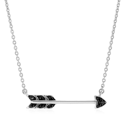 Sterling Silver Arrow Pendant with Black Diamonds Pendants Angelucci Jewelry   