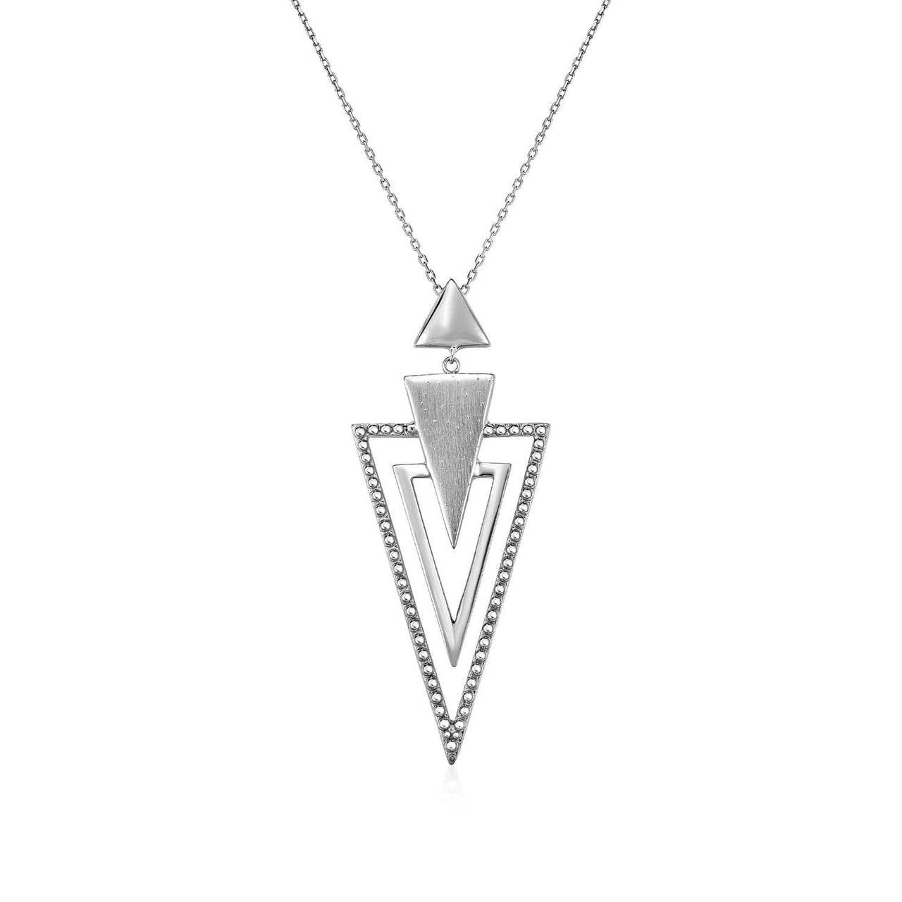 Graduated Textured Triangle Pendant in Sterling Silver Pendants Angelucci Jewelry   