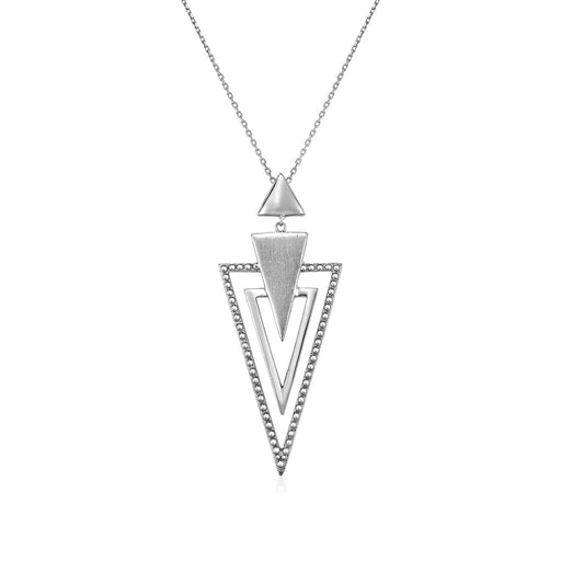 Graduated Textured Triangle Pendant in Sterling Silver Pendants Angelucci Jewelry   