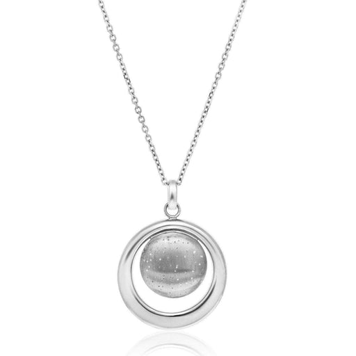 Sterling Silver Open and Diamond Dust Circle Modern Pendant Pendants Angelucci Jewelry   