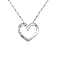 Thumbnail for Open Heart Pendant with Diamonds in Sterling Silver Pendants Angelucci Jewelry   