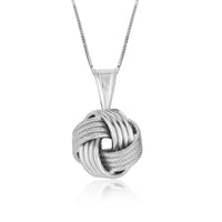 Thumbnail for Sterling Silver Pendant with a Ridge Textured Love Knot Design Pendants Angelucci Jewelry   