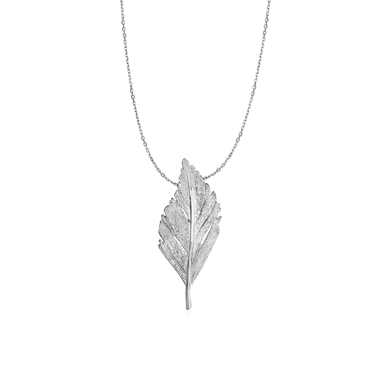 Pendant with Textured Leaf in Sterling Silver Pendants Angelucci Jewelry   