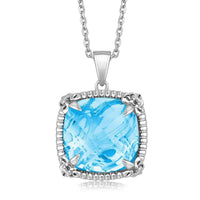 Thumbnail for Sterling Silver Pendant with White Sapphire Accented Sky Blue Topaz Pendants Angelucci Jewelry   