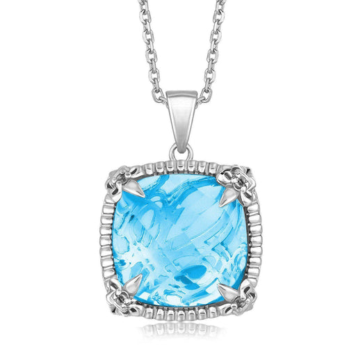 Sterling Silver Pendant with White Sapphire Accented Sky Blue Topaz Pendants Angelucci Jewelry   