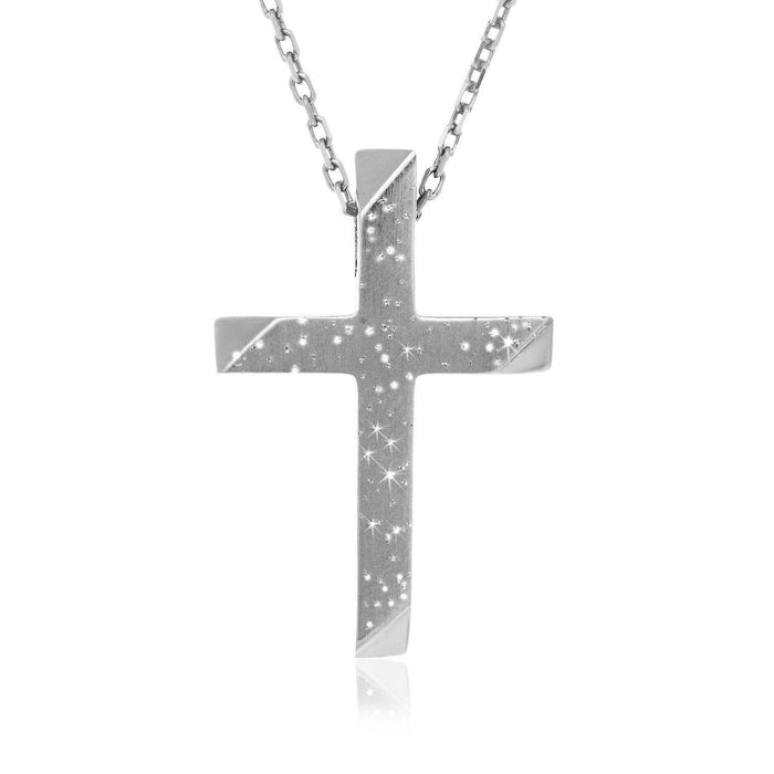 Sterling Silver Stardust Crucifix Pendant Pendants Angelucci Jewelry   