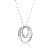 Thumbnail for Sterling Silver Diamond Dust Dual Open Oval Design Pendant Pendants Angelucci Jewelry   