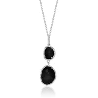 Thumbnail for Sterling Silver Diamond Embellished Layered Onyx Pendant Pendants Angelucci Jewelry   