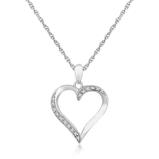 Sterling Silver Twisted Open Heart Diamond Accented Pendant (.04 cttw) Pendants Angelucci Jewelry   