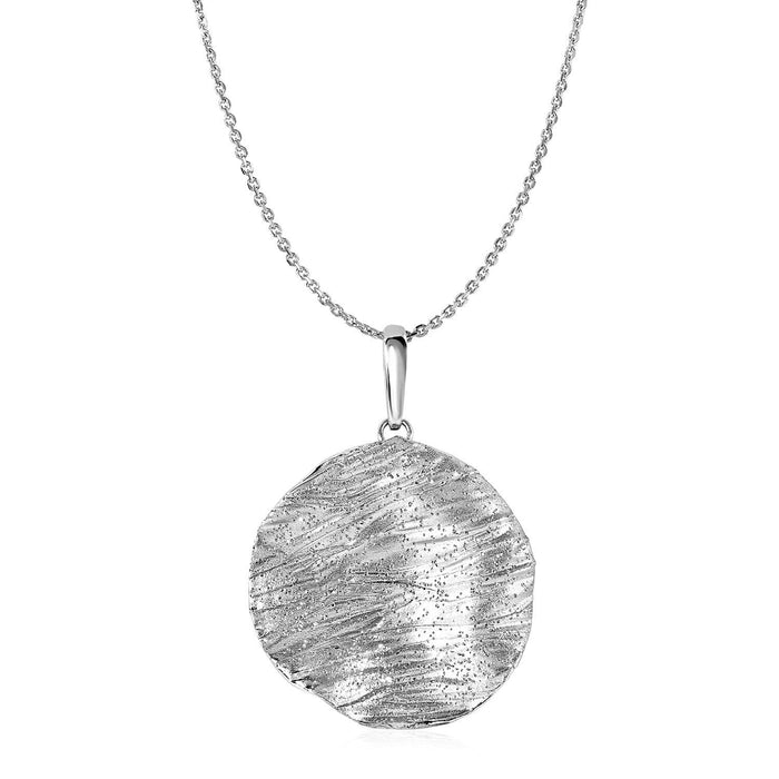 Textured Circle Pendant in Sterling Silver Pendants Angelucci Jewelry   