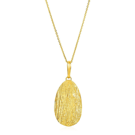 Textured Oval Pendant with Yellow Finish in Sterling Silver Pendants Angelucci Jewelry   