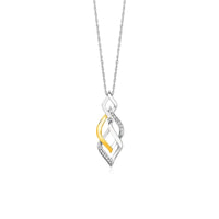 Thumbnail for Two Toned Interlocking Twist Pendant with Diamonds in Sterling Silver Pendants Angelucci Jewelry   