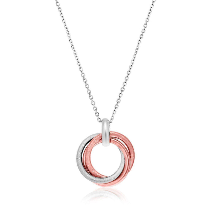 Sterling Silver with Rose Tone Stardust Entwined Rings Pendant Pendants Angelucci Jewelry   
