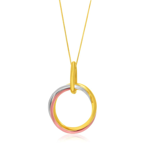 14k Tri-Color Gold Open Interlaced Ring Pendant Pendants Angelucci Jewelry   