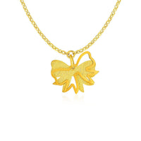 Thumbnail for Two Layer Bow Pendant in 14k Yellow Gold Pendants Angelucci Jewelry   