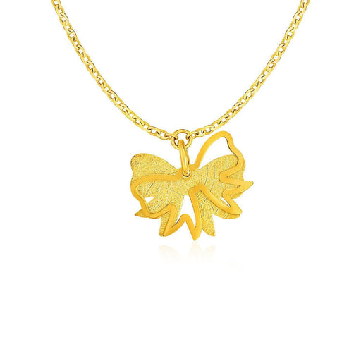 Two Layer Bow Pendant in 14k Yellow Gold Pendants Angelucci Jewelry   