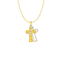 Thumbnail for Two Layer Cross Pendant in 14k Two Tone Gold Pendants Angelucci Jewelry   