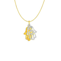 Thumbnail for Two Layer Hamsa Pendant in 14k Two Tone Gold Pendants Angelucci Jewelry   