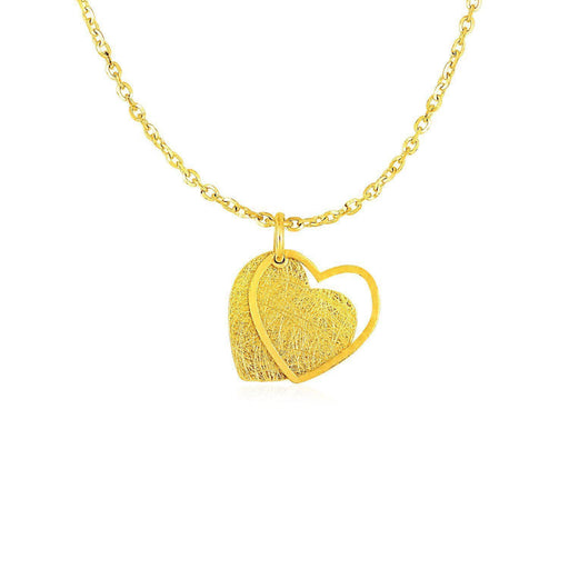 Two Layer Heart Pendant in 14k Yellow Gold Pendants Angelucci Jewelry   