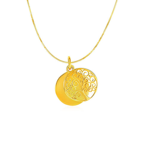 Two Layer Tree of Life Pendant in 14k Yellow Gold Pendants Angelucci Jewelry   