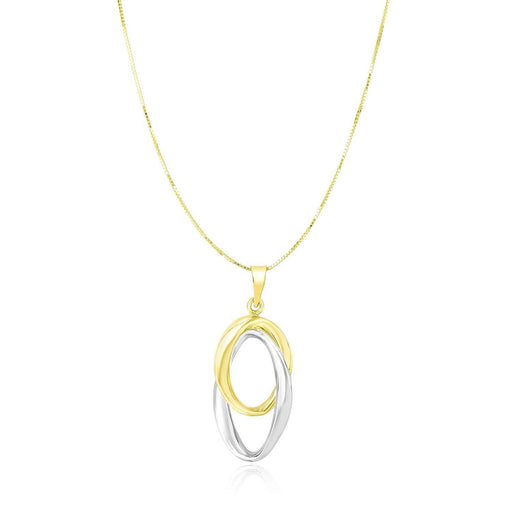 14k Two-Tone Gold Interlaced Oval Motif Pendant Pendants Angelucci Jewelry   