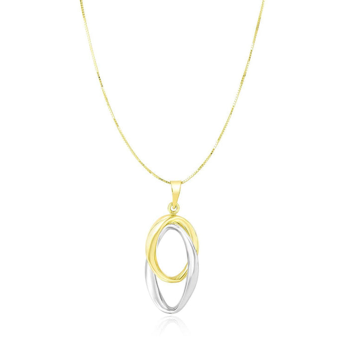 14k Two-Tone Gold Interlaced Oval Motif Pendant Pendants Angelucci Jewelry   
