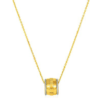 Thumbnail for Basket Weave Textured Pendant in 14k Yellow and White Gold Pendants Angelucci Jewelry   