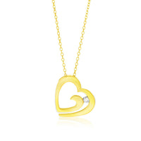 Thumbnail for 14k Yellow Gold Swirl Motif Diamond Accented Heart Pendant Pendants Angelucci Jewelry   