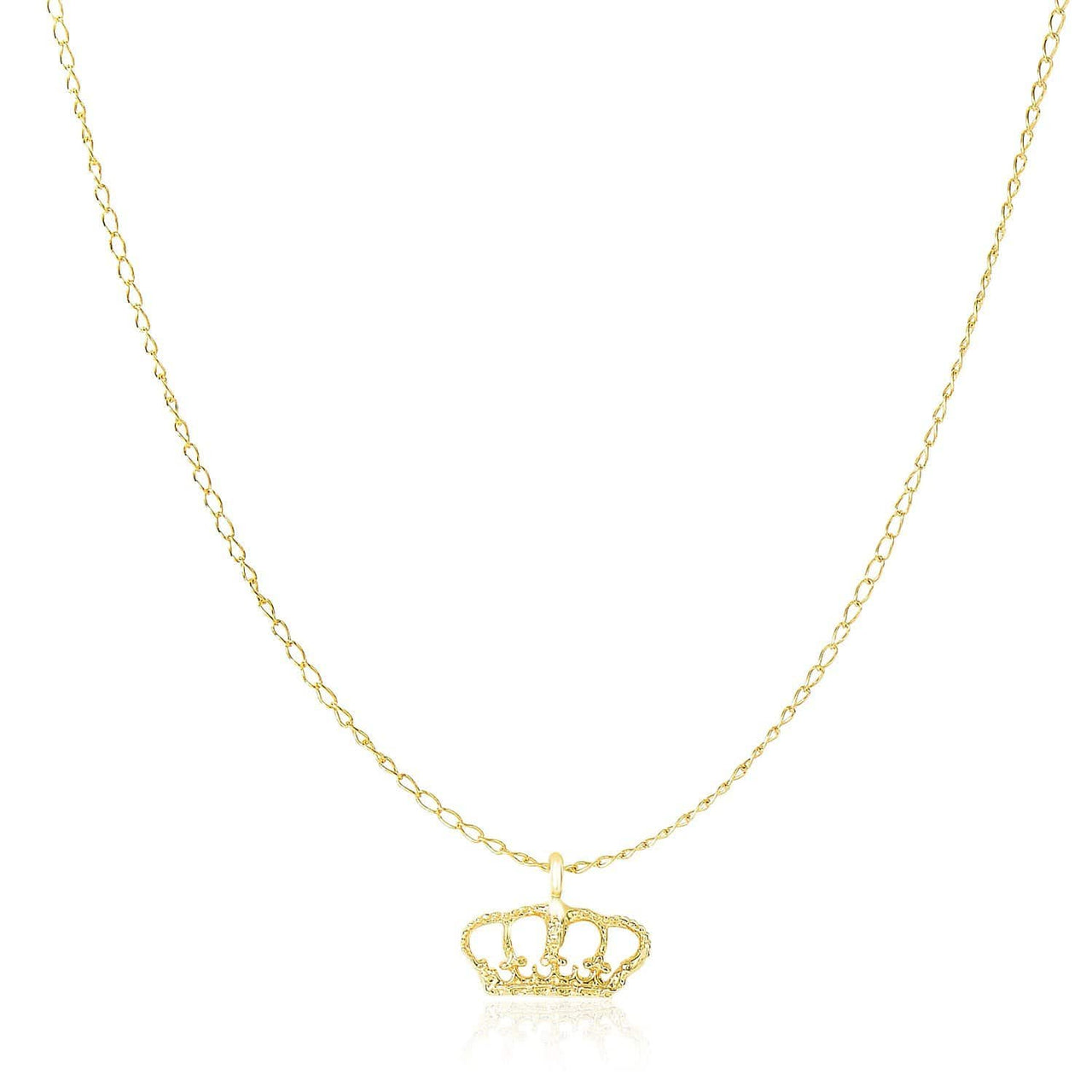 14k Yellow Gold Textured Crown Design Pendant Pendants Angelucci Jewelry   