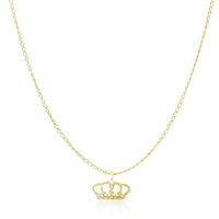 Thumbnail for 14k Yellow Gold Textured Crown Design Pendant Pendants Angelucci Jewelry   