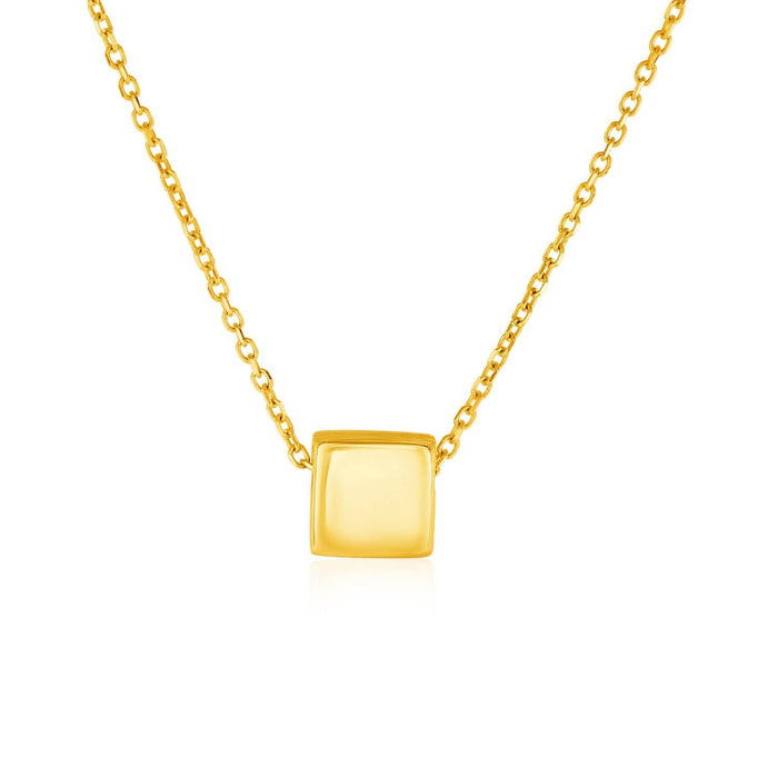 14k Yellow Gold with Shiny Square Pendant Pendants Angelucci Jewelry   