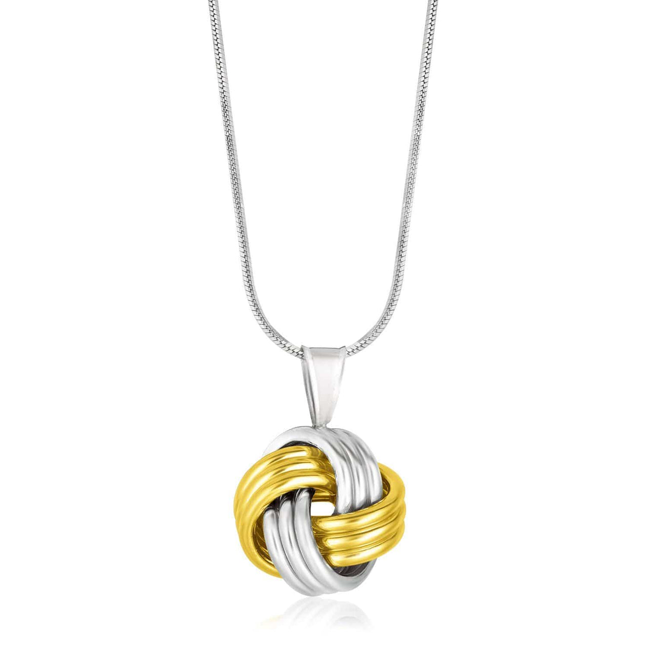 14k Yellow Gold & Sterling Silver Pendant in a Ridge Texture Love Knot Style Pendants Angelucci Jewelry   