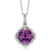 18k Yellow Gold and Sterling Silver Cushion Amethyst and Diamond Pendant Pendants Angelucci Jewelry   