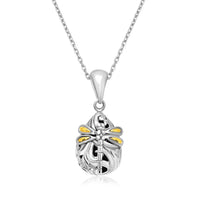 Thumbnail for 18k Yellow Gold & Sterling Silver Dragonfly Motif Baroque Pendant Pendants Angelucci Jewelry   