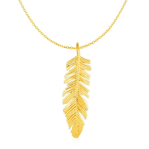 Feather Pendant in 10k Yellow Gold Pendants Angelucci Jewelry   